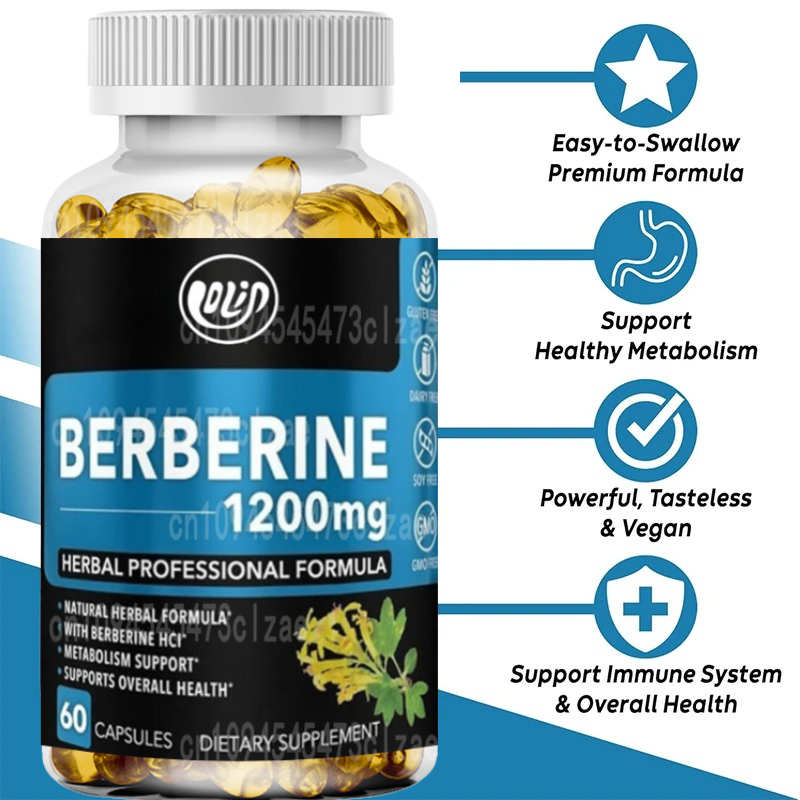 Berberine Hcl Capsule - Suplemento HCL de 1200 mg, apoyo