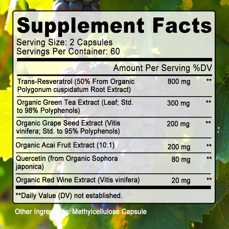 Cápsulas de resveratrol: apoya - Resveratrol Capsule Anti Aging reseña y precio