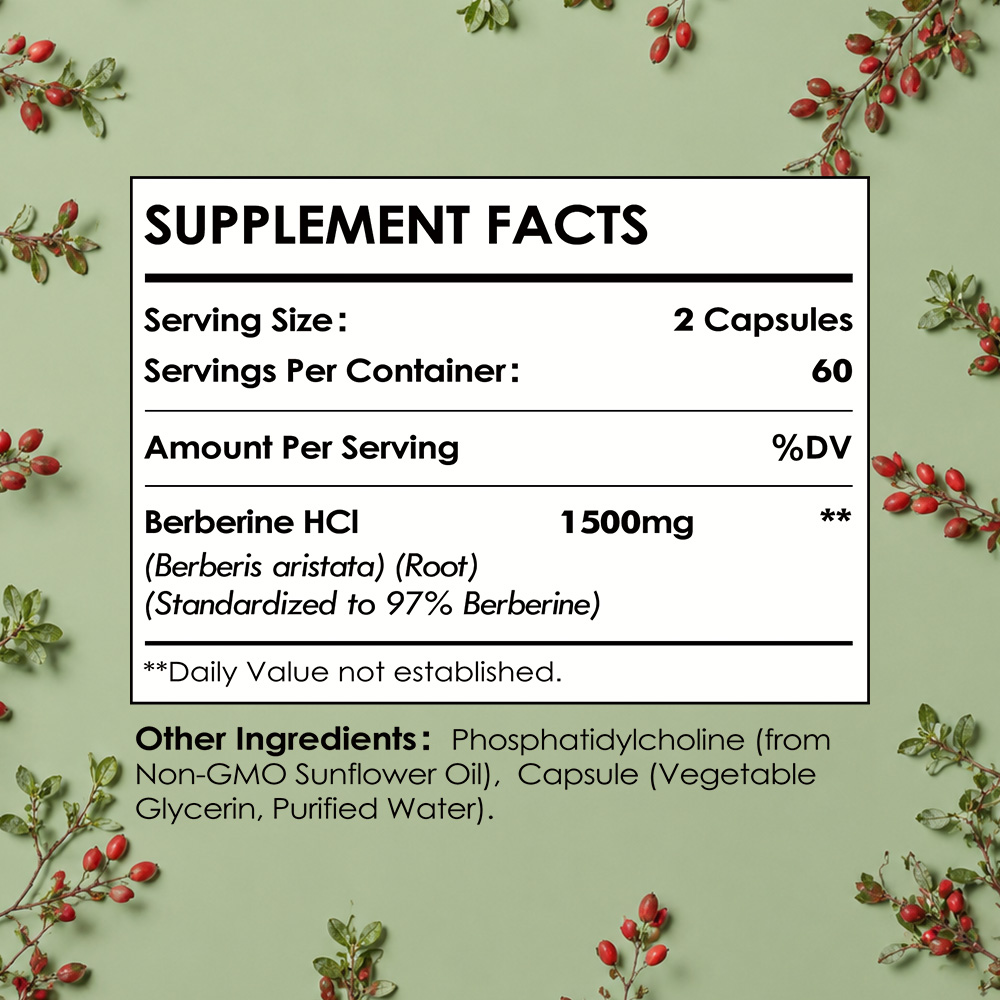 Berberina HCL Liposomal - 1500 - Berberine Hcl Capsule reseña y precio