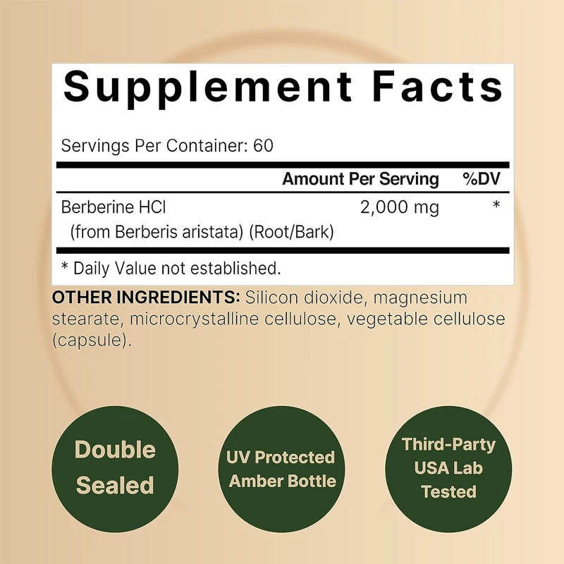 Suplemento Berberina 60 Cápsul - Berberine Hcl Capsule reseña y precio