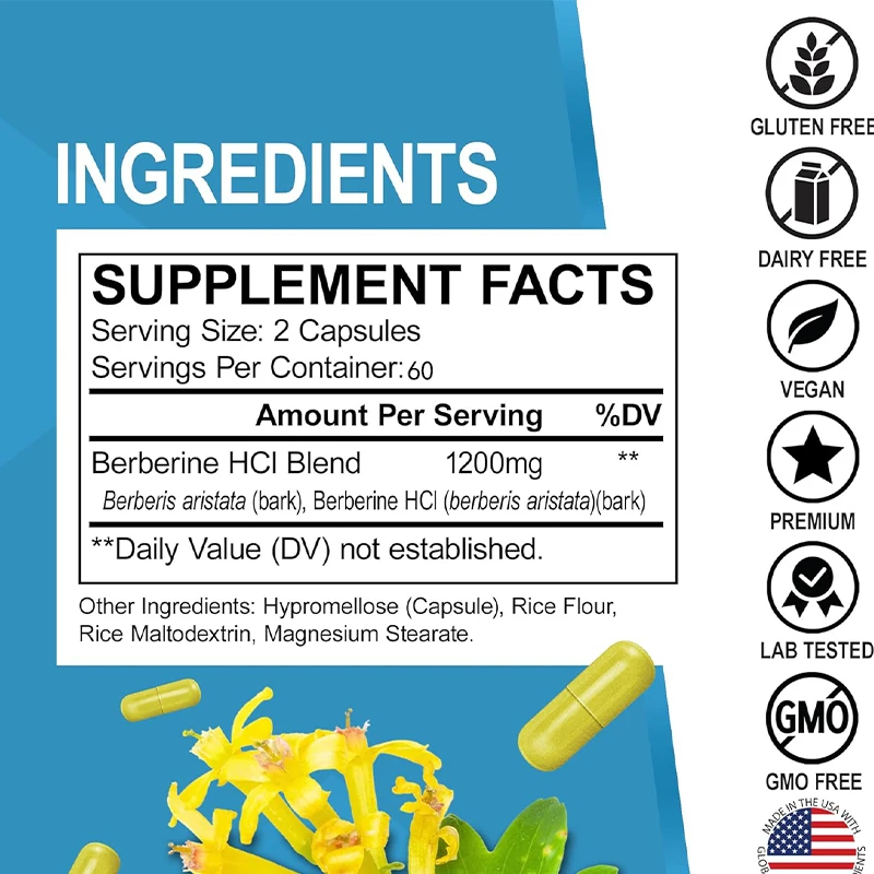 Suplemento HCL de 1200 mg, apo - Berberine Hcl Capsule reseña y precio