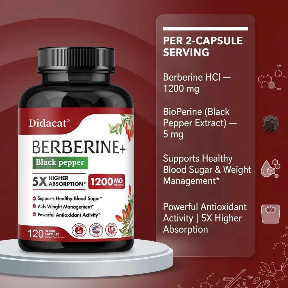 Suplemento de Berberina 1200mg - Berberine Hcl Capsule reseña y precio